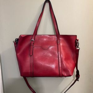 Red Faux-Leather Purse